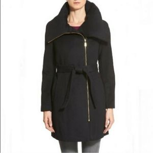 Cole Haan Asymmetrical Zip Wool Blend Coat 4 NWT